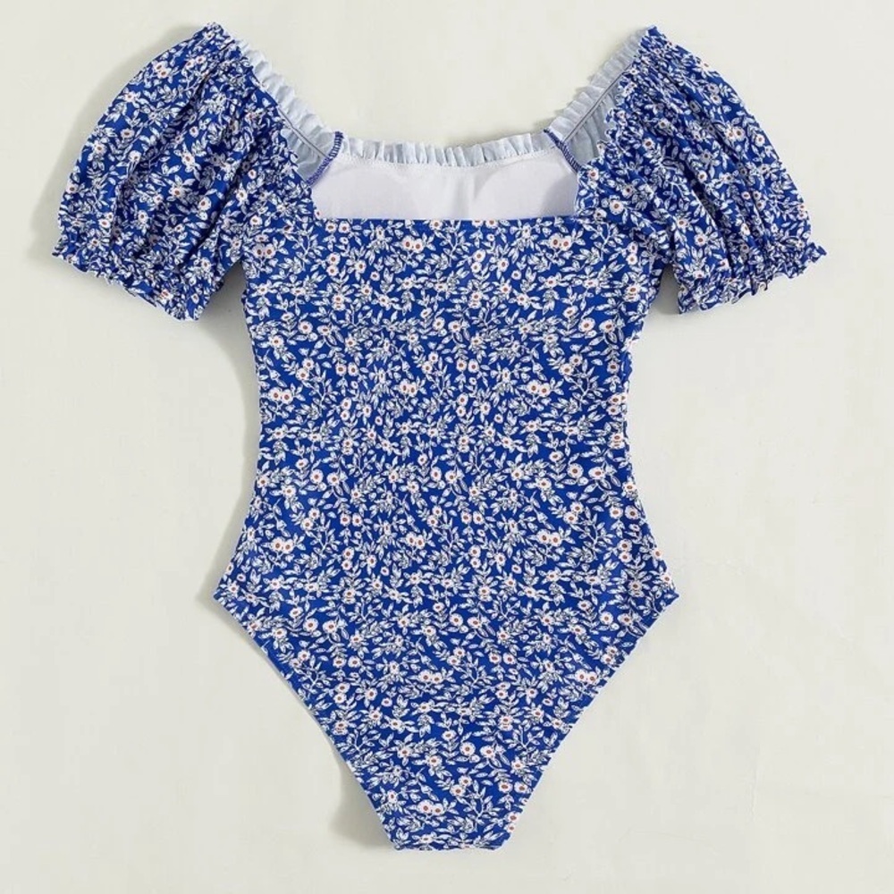 Ditsy Floral Print Ruched Bust One Piece Swimsuit